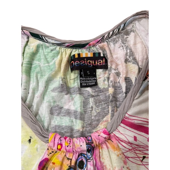 Women's Small Desigual Make Something Good Colorful Boho Abstract Dress - Picture 3 of 9